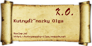 Kutnyánszky Olga névjegykártya